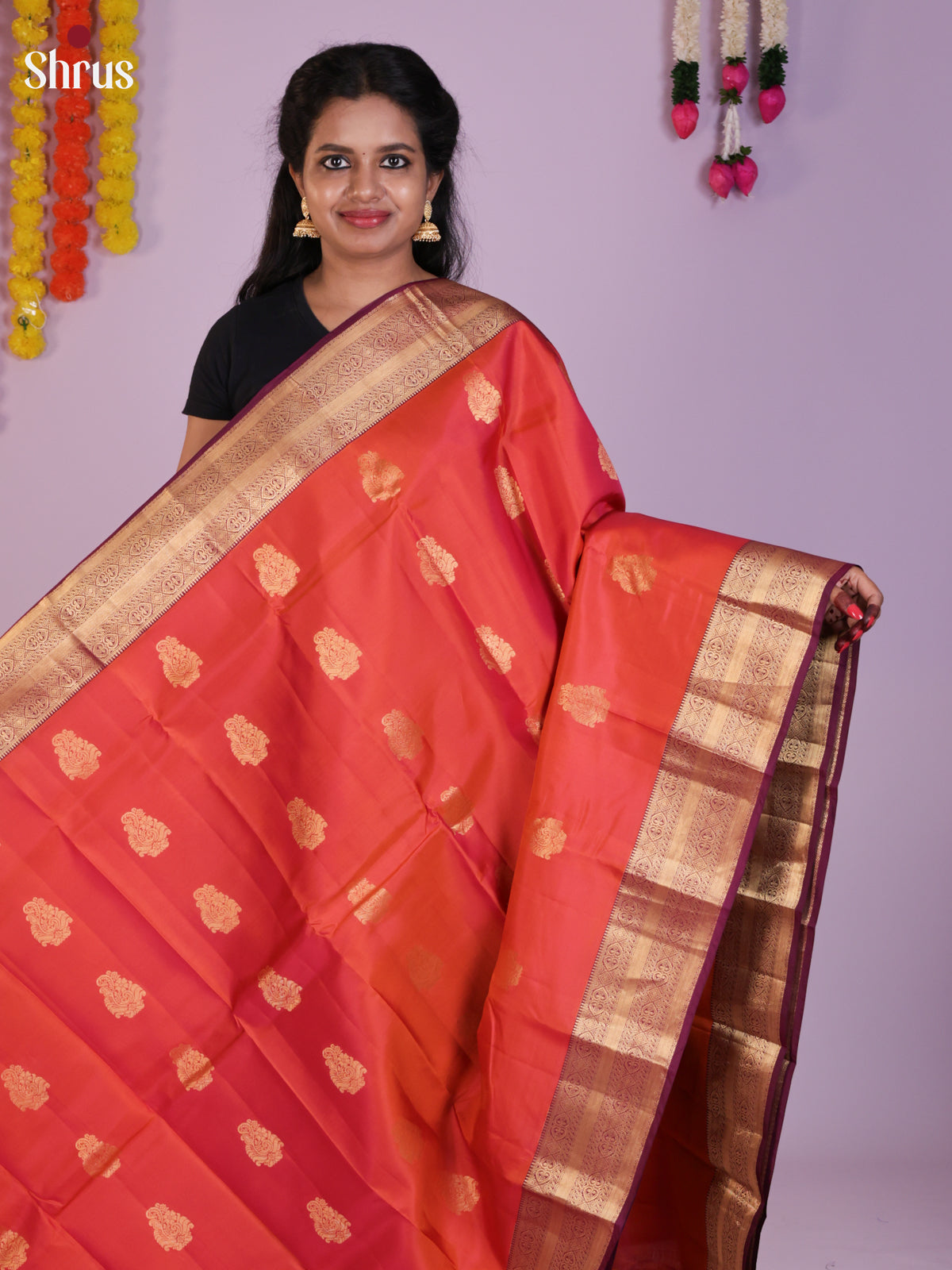 DLS16300 - Kanchipuram Butta design Saree - Shop on Shrus.com
