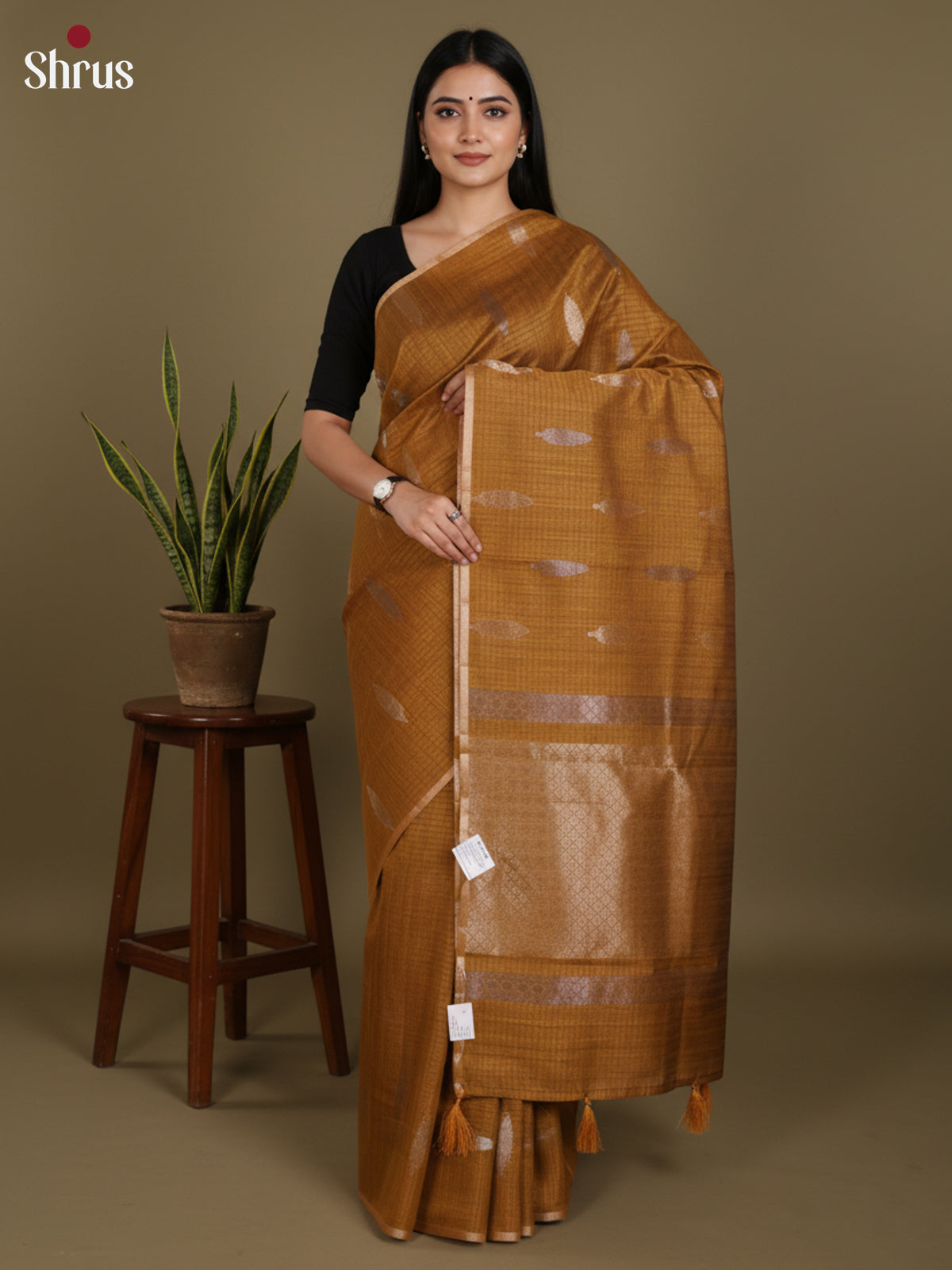 Mustard - Semi Jute Saree -DLS18103 - Shop on Shrus.com