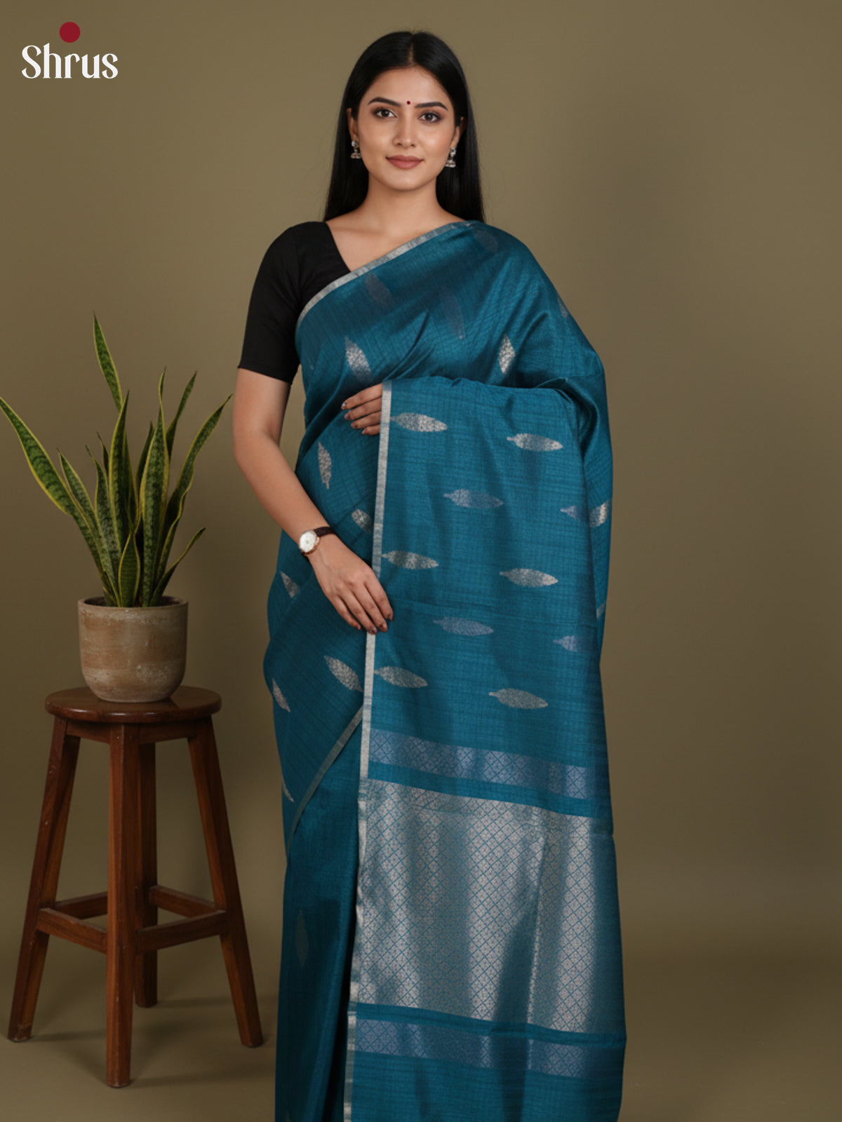Blue  - Semi Jute Saree- DLS18105