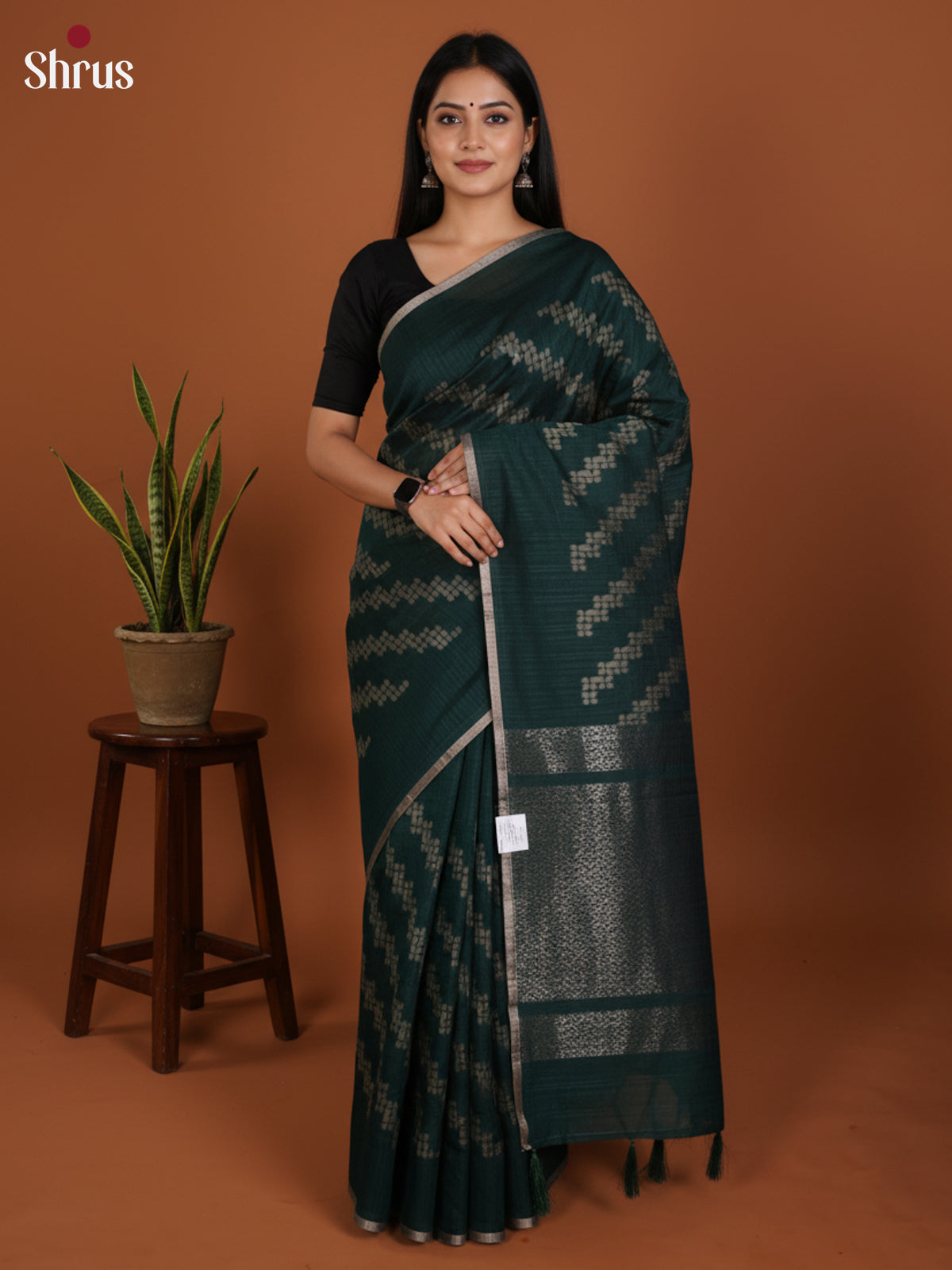 Green - Semi Jute Saree -DLS19032