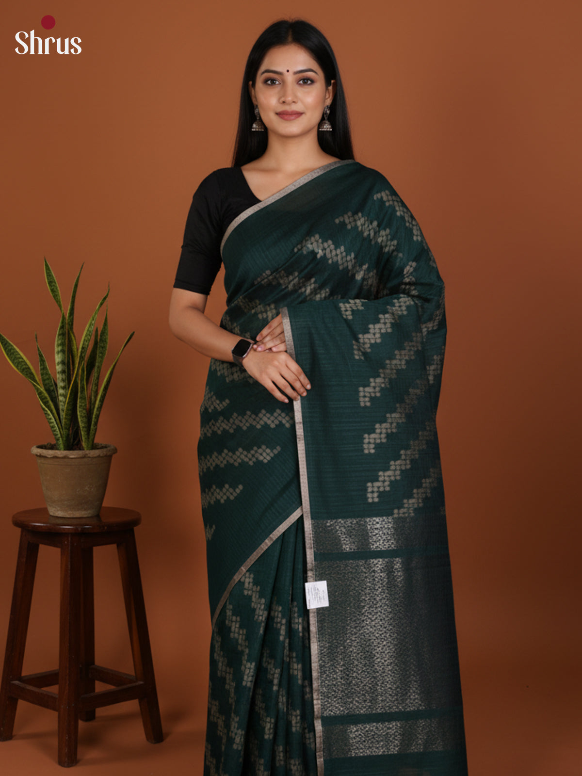 Green - Semi Jute Saree -DLS19032
