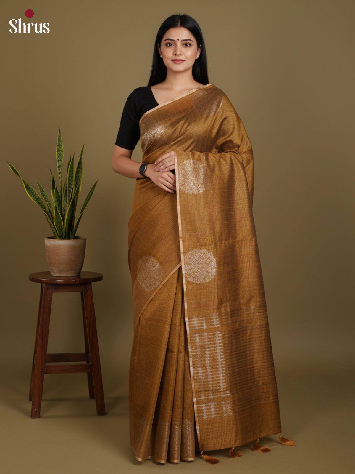 Mustard - Semi Jute Saree-DLS19035