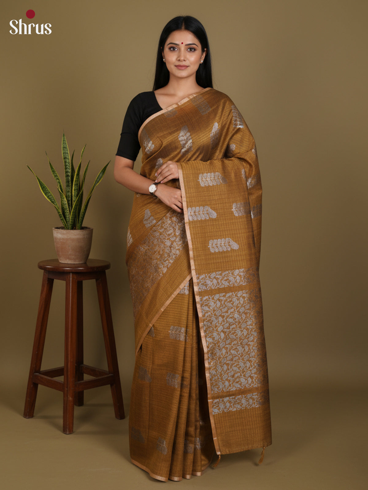 DLS19115 - Semi Jute Saree - Shop on Shrus.com
