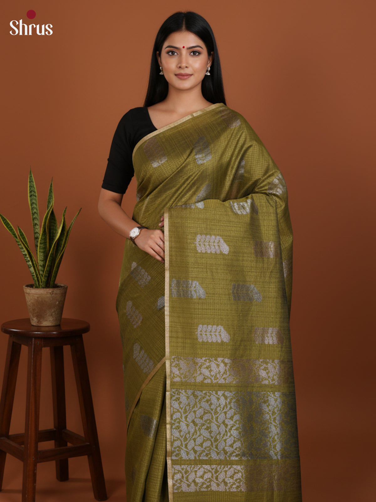 Mehandi Green- Semi Jute Saree - DLS19135