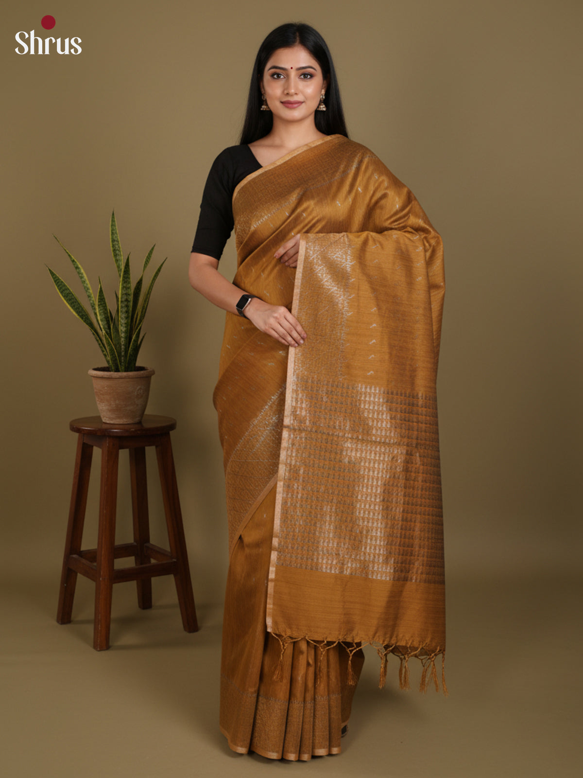 Mustard - DLS19143 - Semi Jute Saree