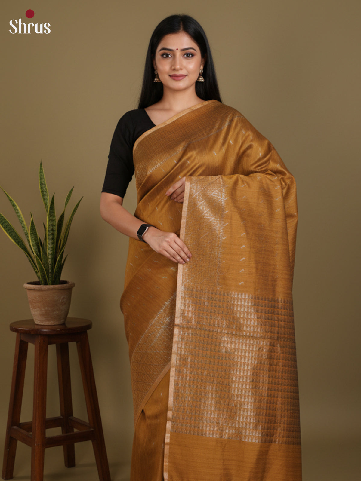 Mustard - DLS19143 - Semi Jute Saree