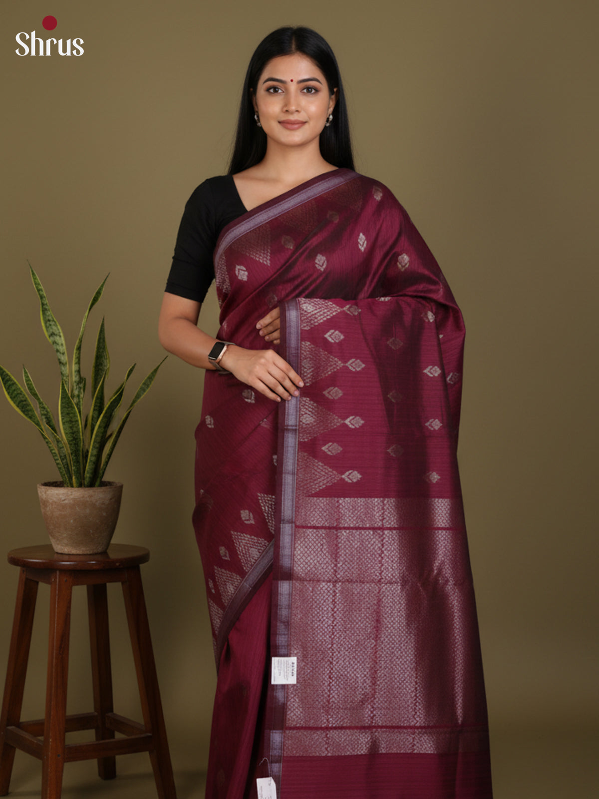 Maroon  - Semi Jute Saree- DLS19145