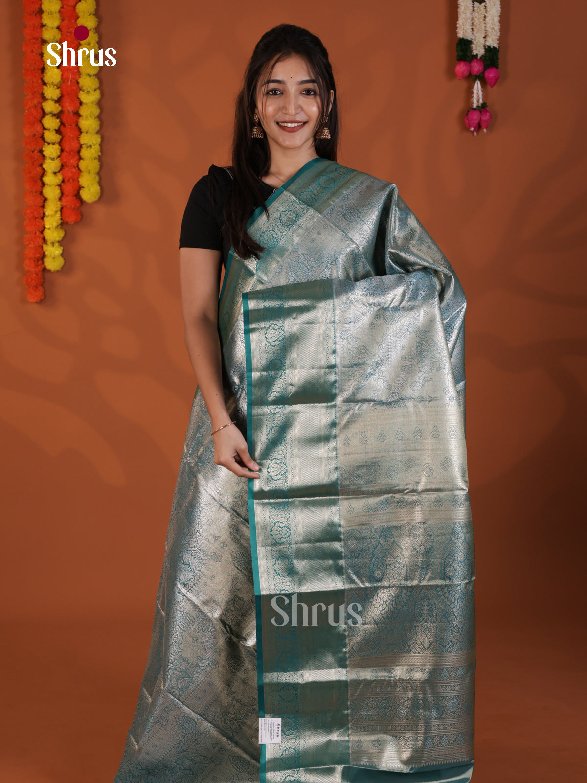 Blue - Kanchipuram-halfpure Saree - DLS19204 - Shop on Shrus.com