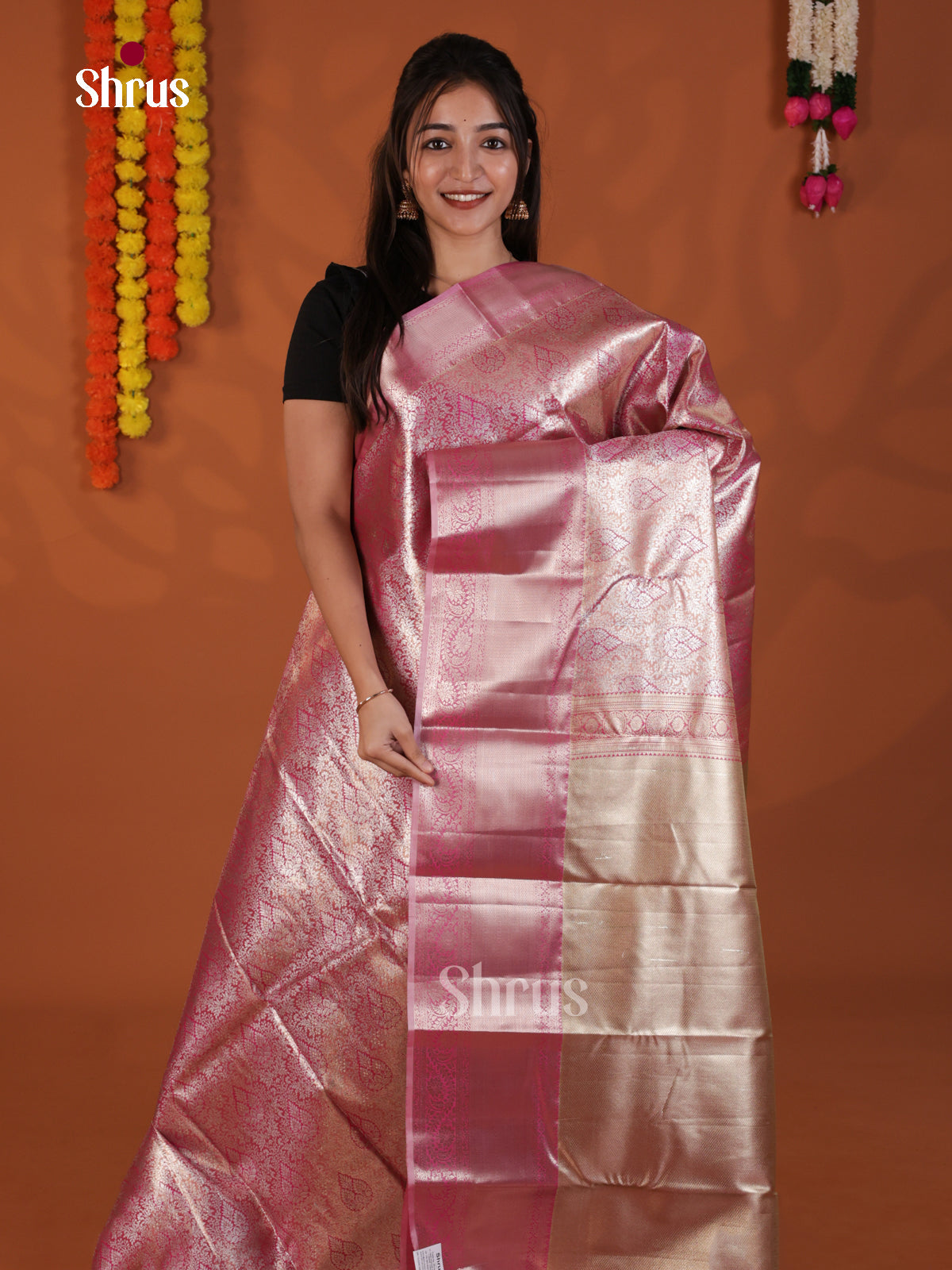Pink & Purple  - Kanchipuram-halfpure Saree- DLS19212 - Shop on Shrus.com