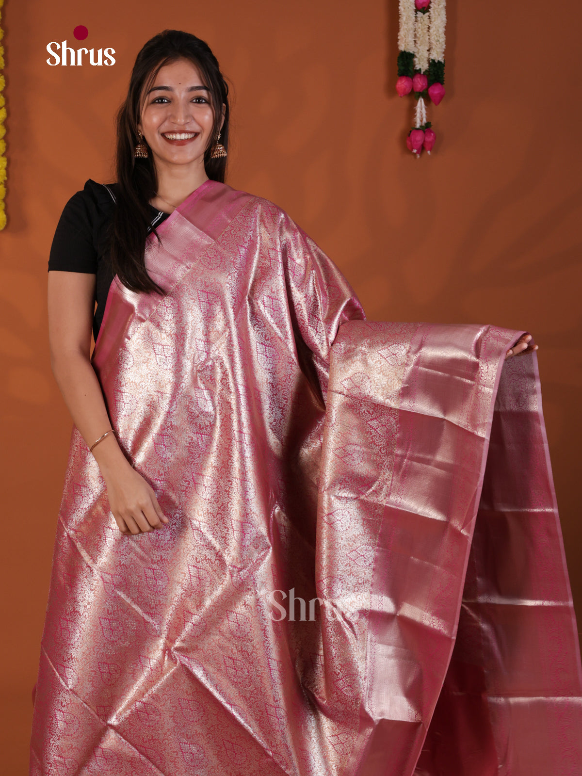 Pink & Purple  - Kanchipuram-halfpure Saree- DLS19212 - Shop on Shrus.com