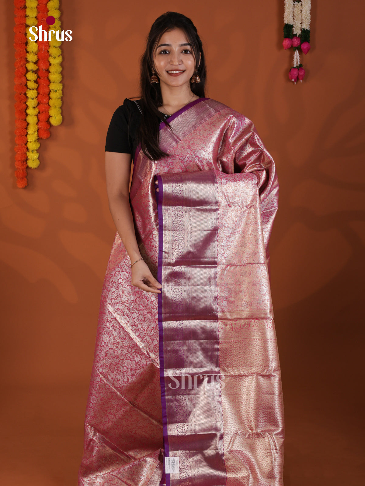 Pink & Purple - Kanchipuram-halfpure Saree- DLS19217 - Shop on Shrus.com