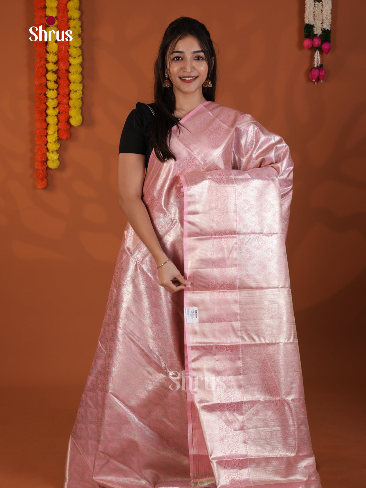 Pink - Kanchipuram-halfpure Saree-DLS19233 - Shop on Shrus.com