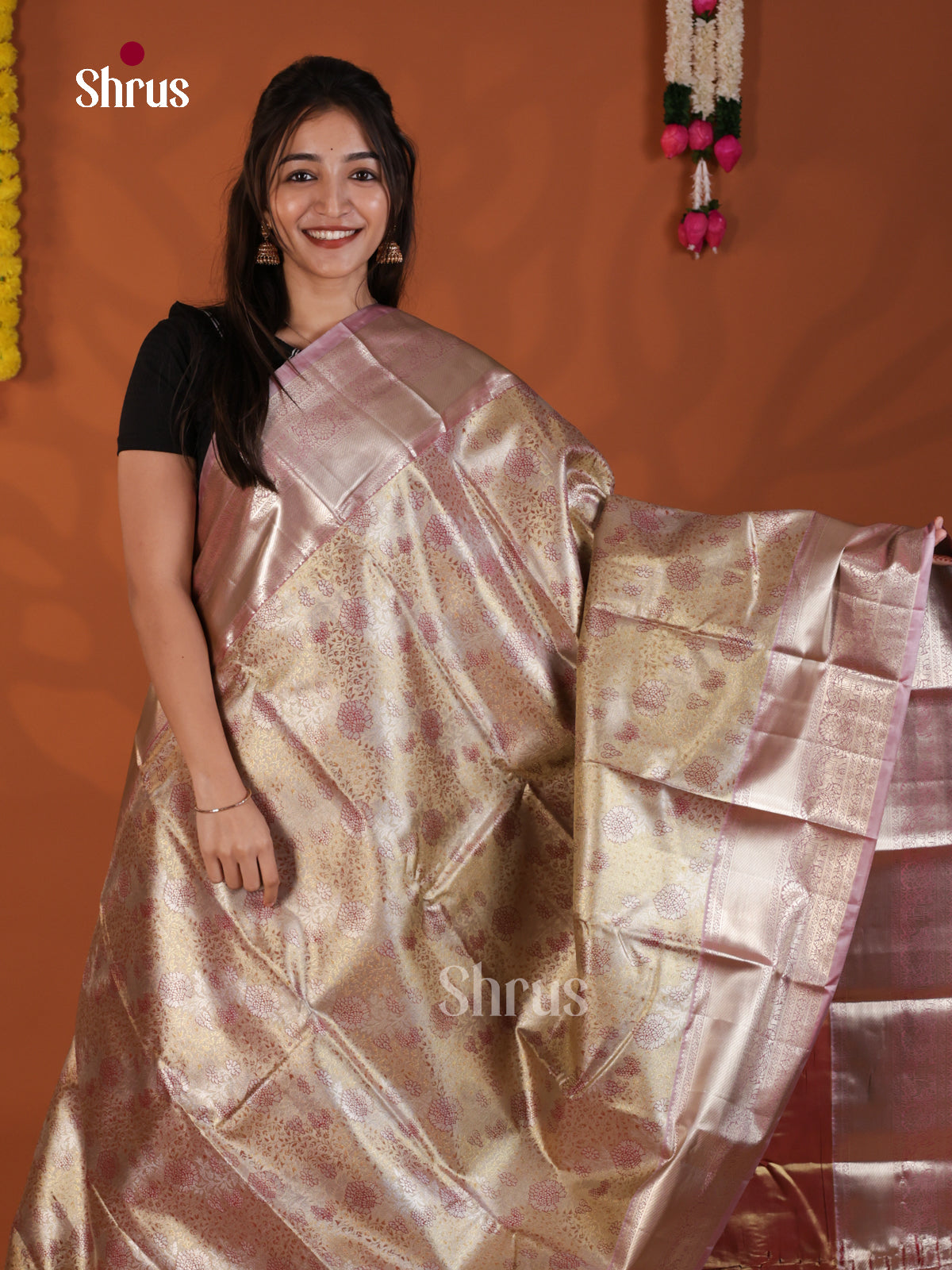 Gold & Purple - Kanchipuram-halfpure Saree- DLS19234 - Shop on Shrus.com