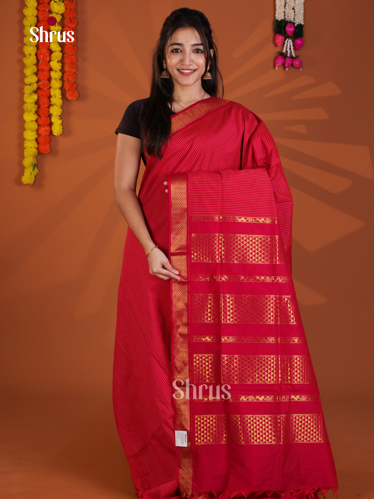Red - Kalyani Cotton Saree - Shop on Shrus.com