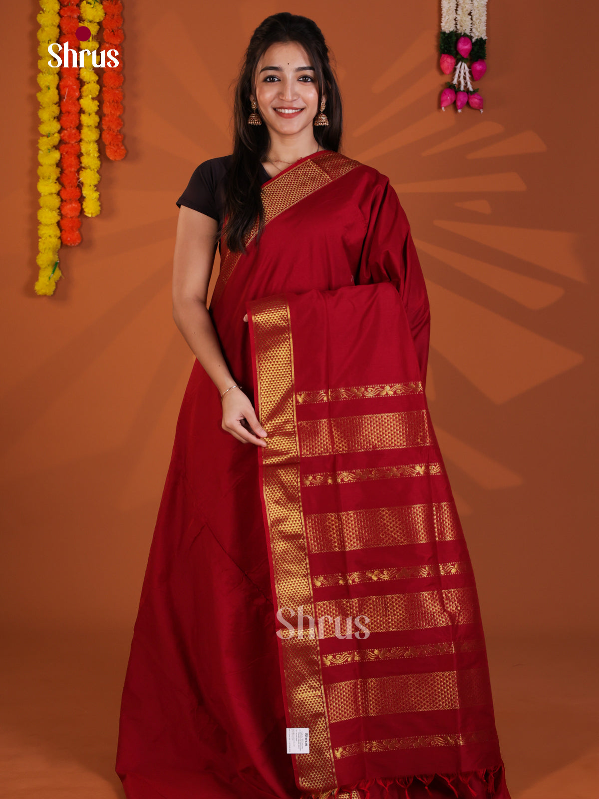 Red - Kalyani Cotton Saree - Shop on Shrus.com