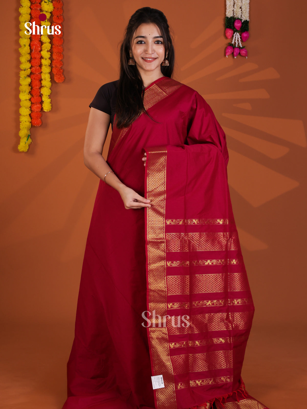 Red - Kalyani Cotton Saree - Shop on Shrus.com