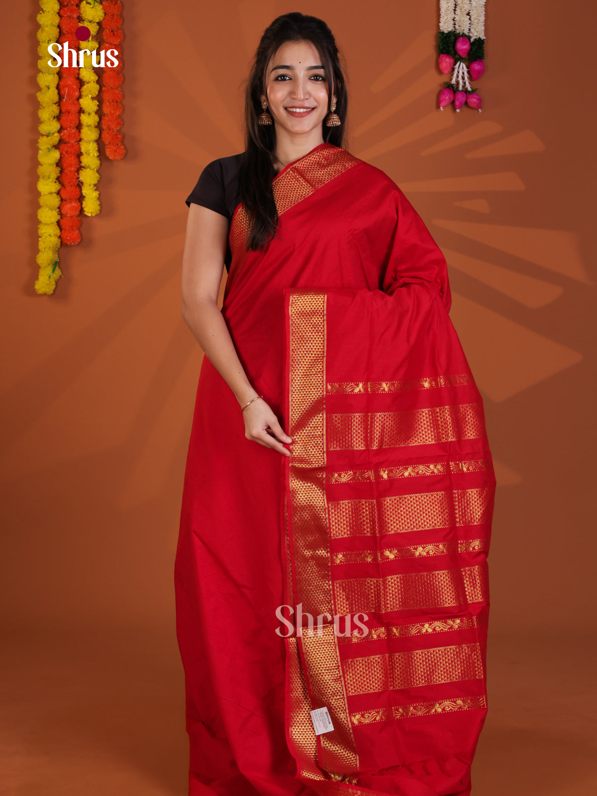 Red - Kalyani Cotton Saree - Shop on Shrus.com