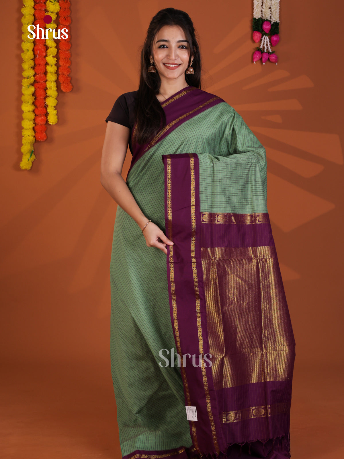 Green & Violet - Kalyani Cotton Saree - Shop on Shrus.com