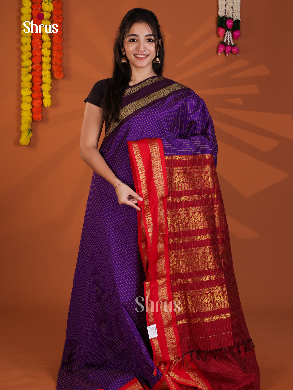 Violet & Red - Kalyani Cotton Saree - Shop on Shrus.com