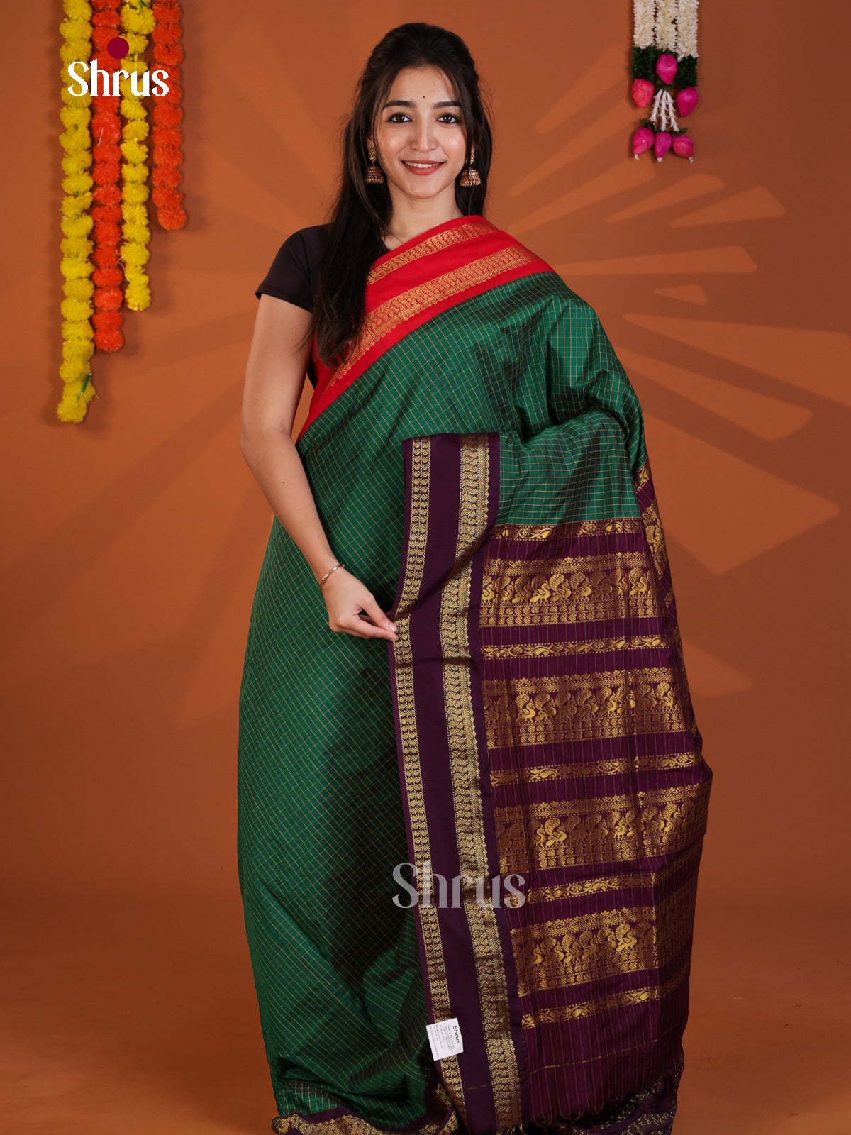 Green & Red- Kalyani Cotton Saree