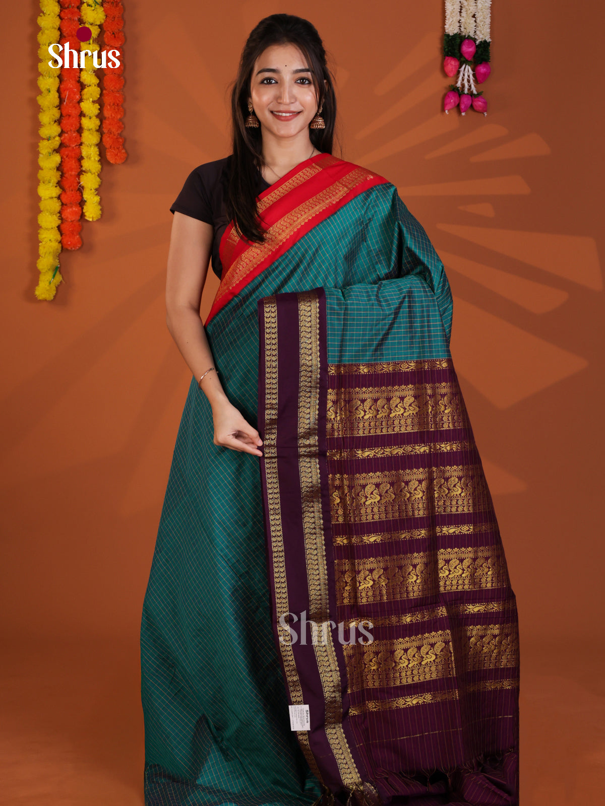 Blue & Maroon- Kalyani Cotton Saree