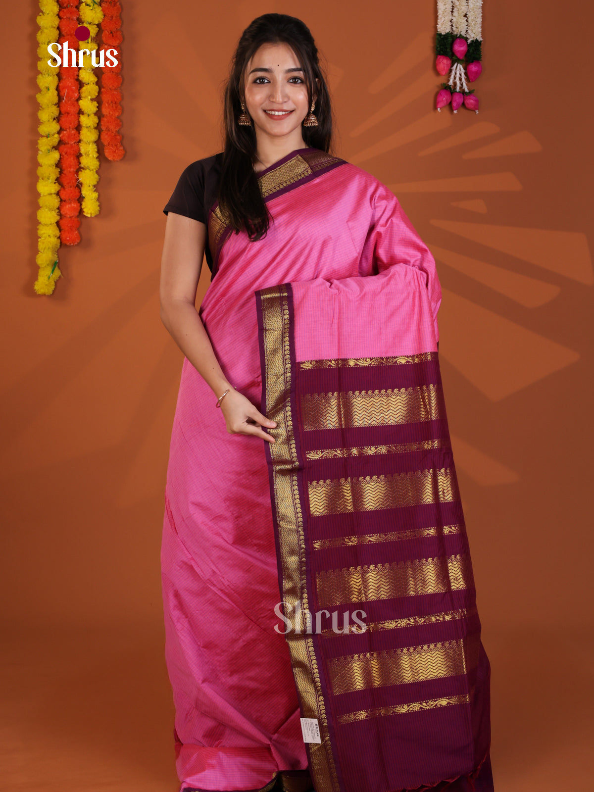 Pink & Maroon - Kalyani Cotton Saree
