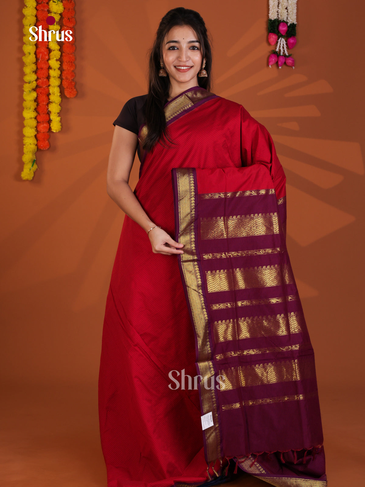 Red & Violet - Kalyani Cotton Saree