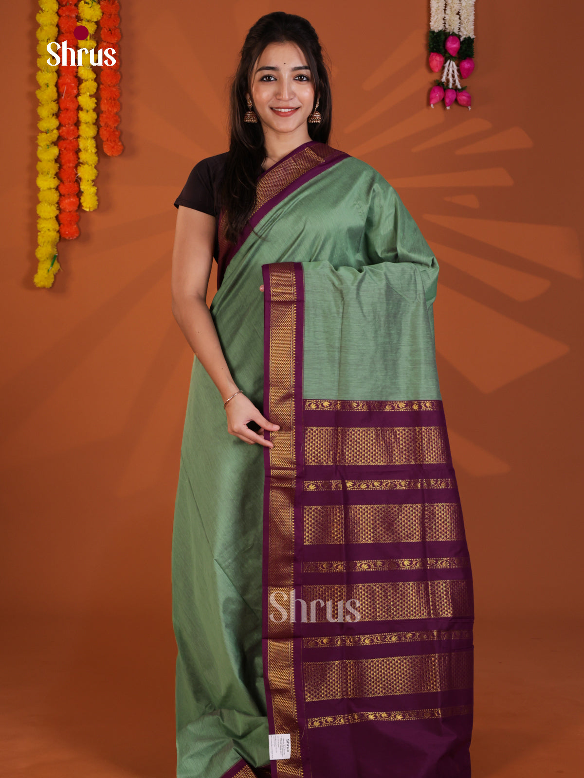 Green & Violet - Kalyani Cotton Saree - Shop on Shrus.com