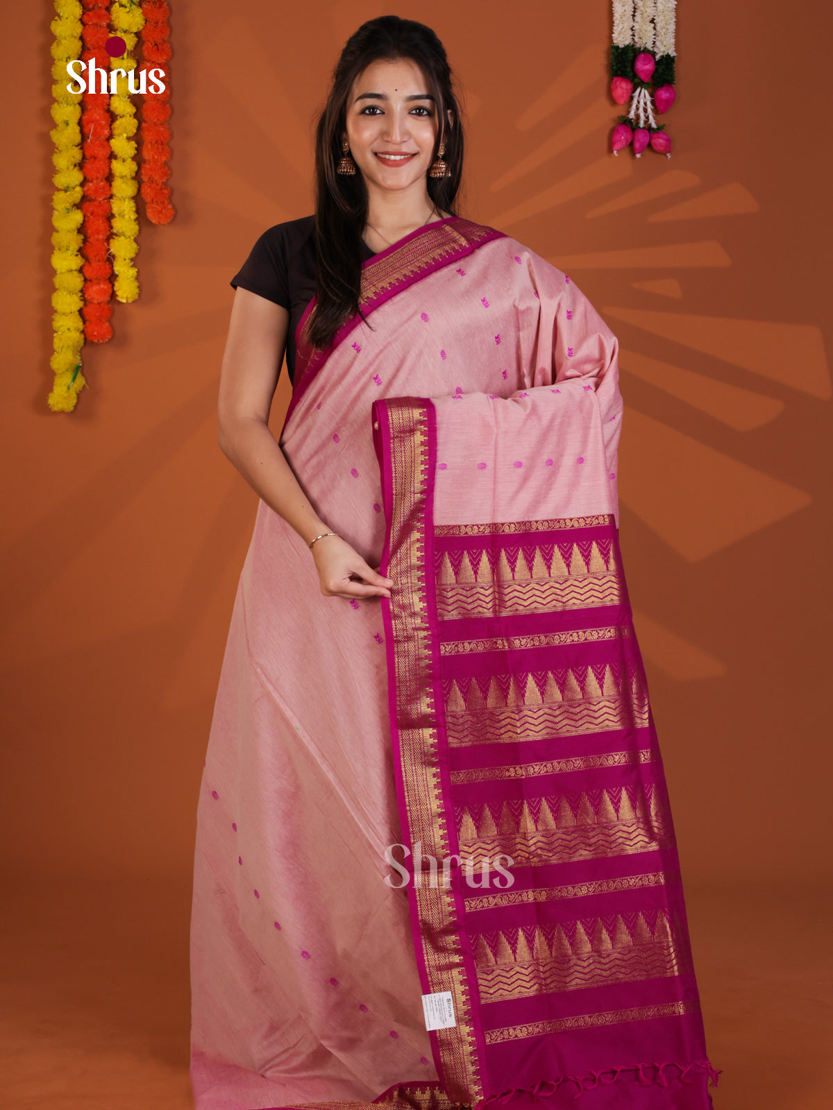 Baby Pink & Pink- Kalyani Cotton Saree