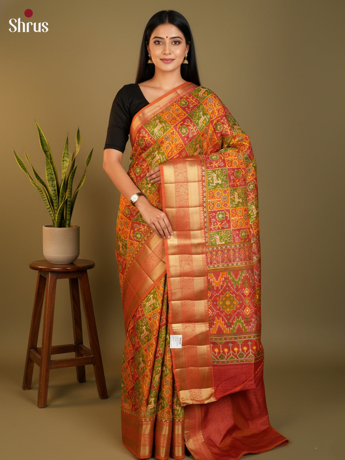 DLS29028 - Semi Patola-Regular Border Saree - Shop on Shrus.com