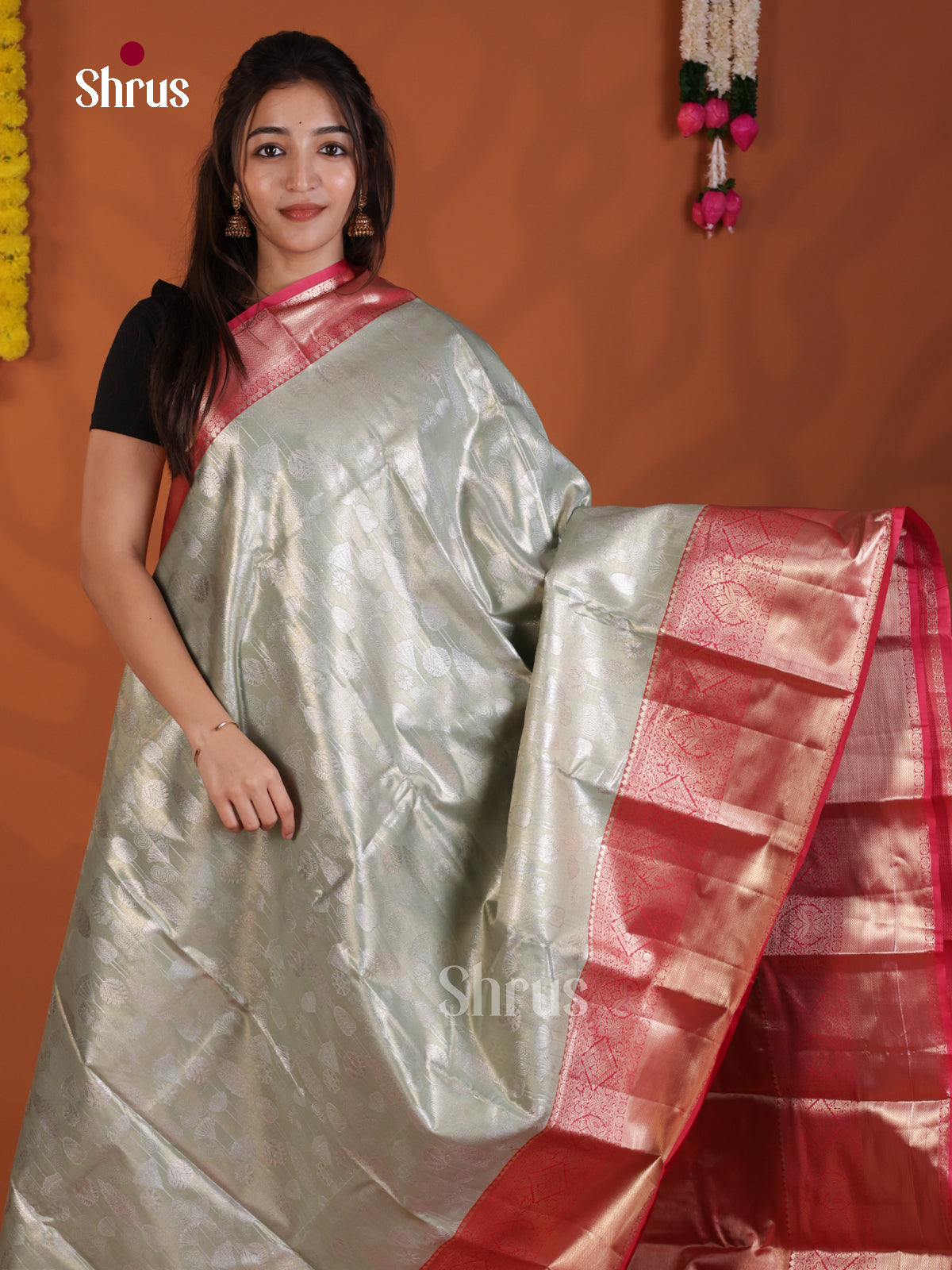 DLS29087 - Kanchipuram-halfpure Saree