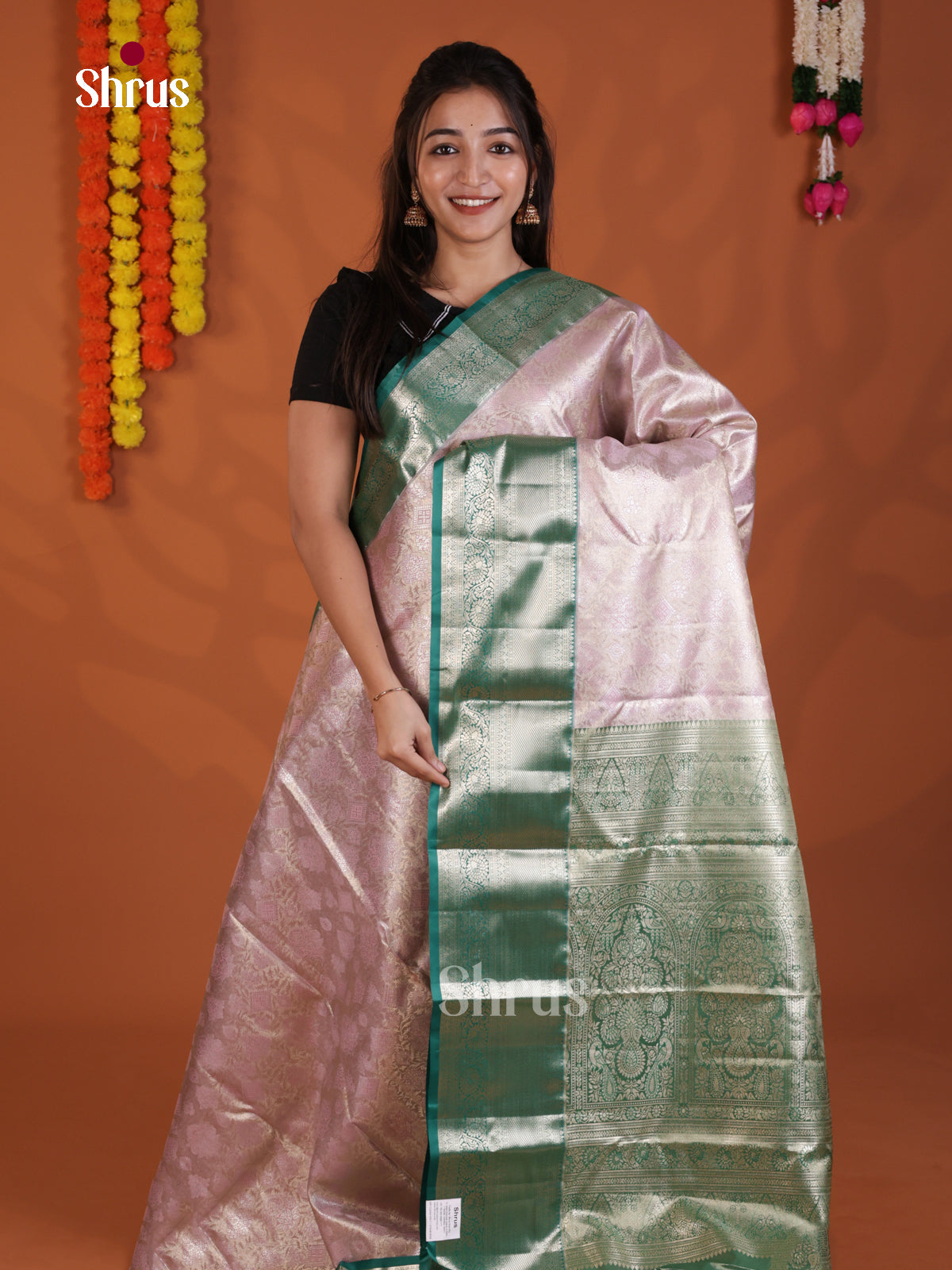Lavender & Green - Kanchipuram-halfpure Saree- DLS29101 - Shop on Shrus.com