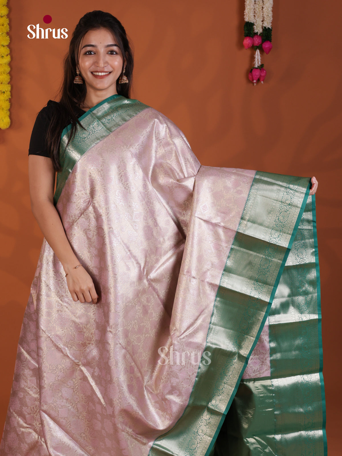 Lavender & Green - Kanchipuram-halfpure Saree- DLS29101 - Shop on Shrus.com