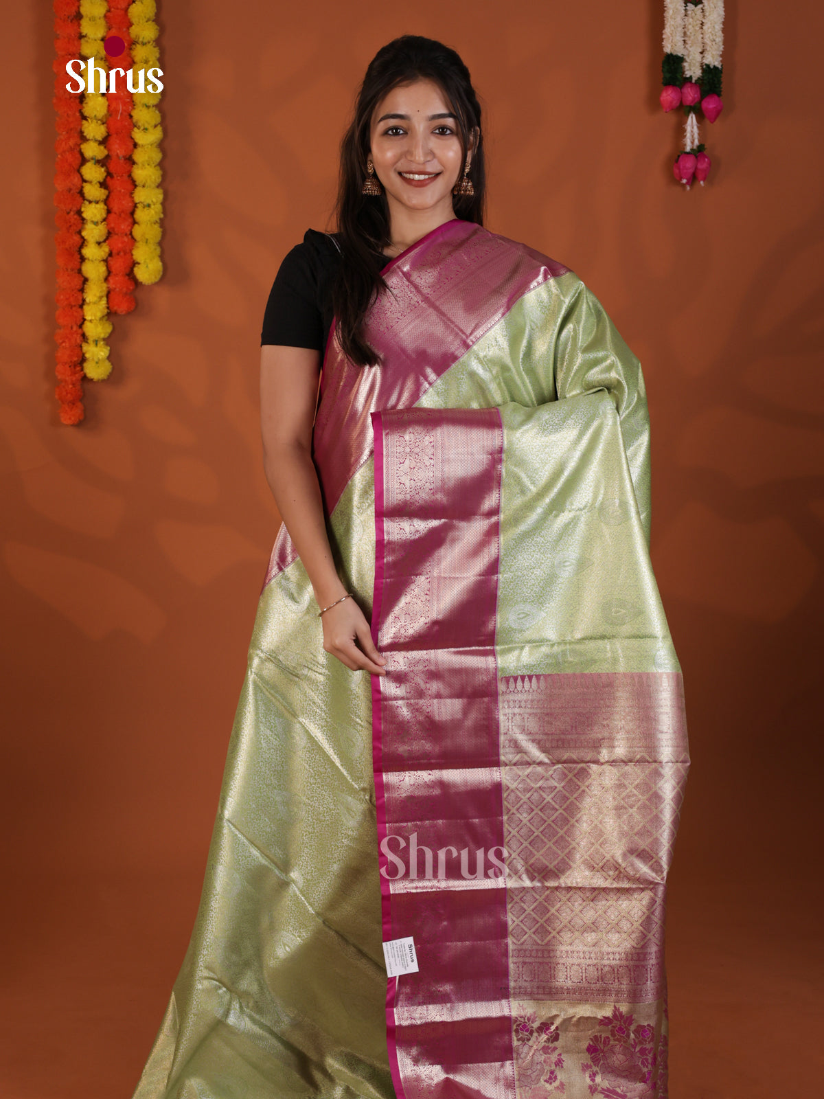 Green & Purple - Kanchipuram-halfpure Saree-DLS29133 - Shop on Shrus.com