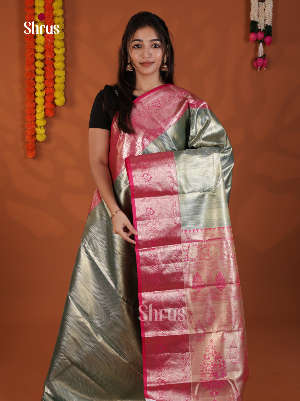 DLS29166 - Kanchipuram-halfpure Saree - Shop on Shrus.com
