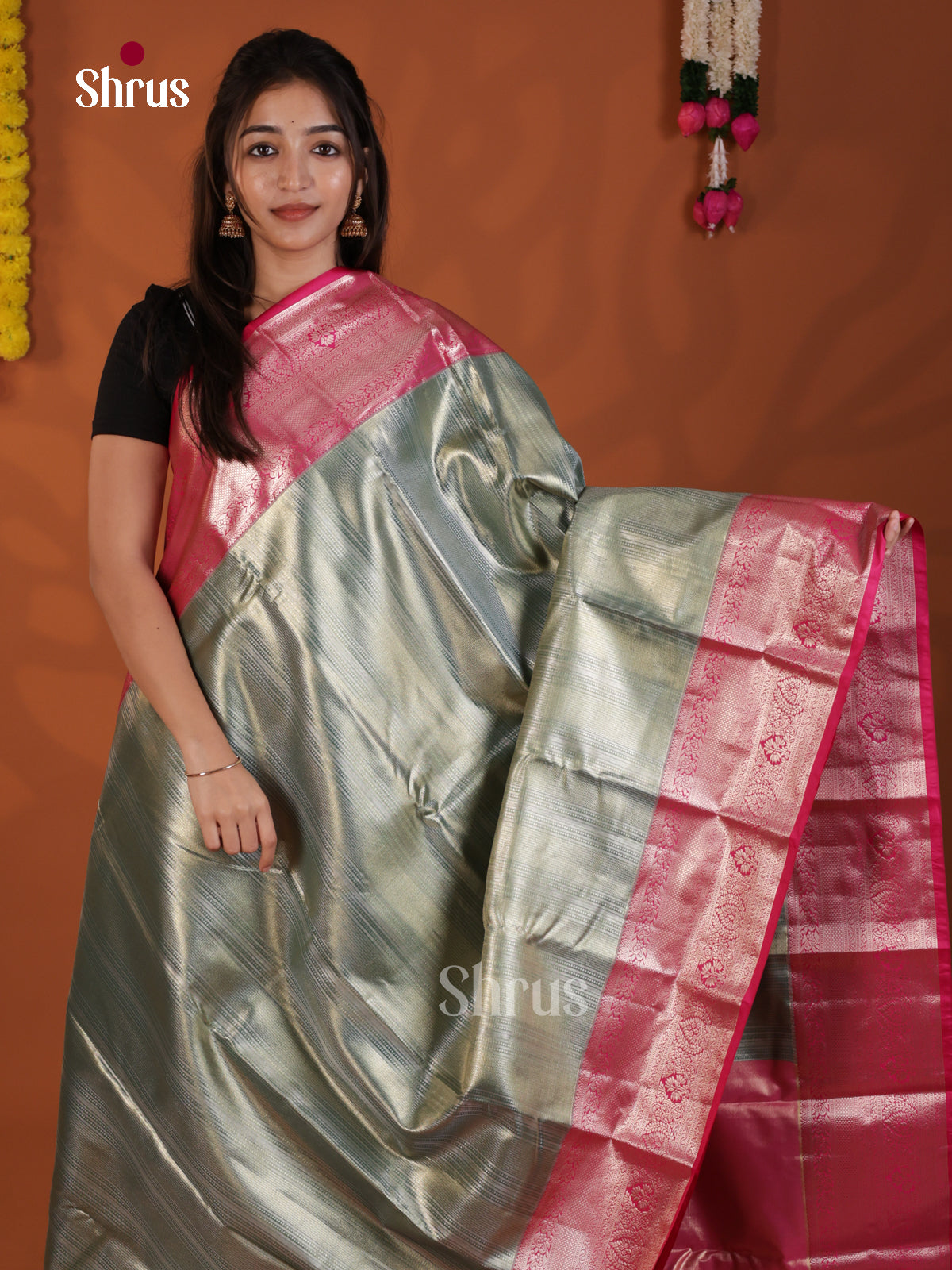 DLS29166 - Kanchipuram-halfpure Saree - Shop on Shrus.com