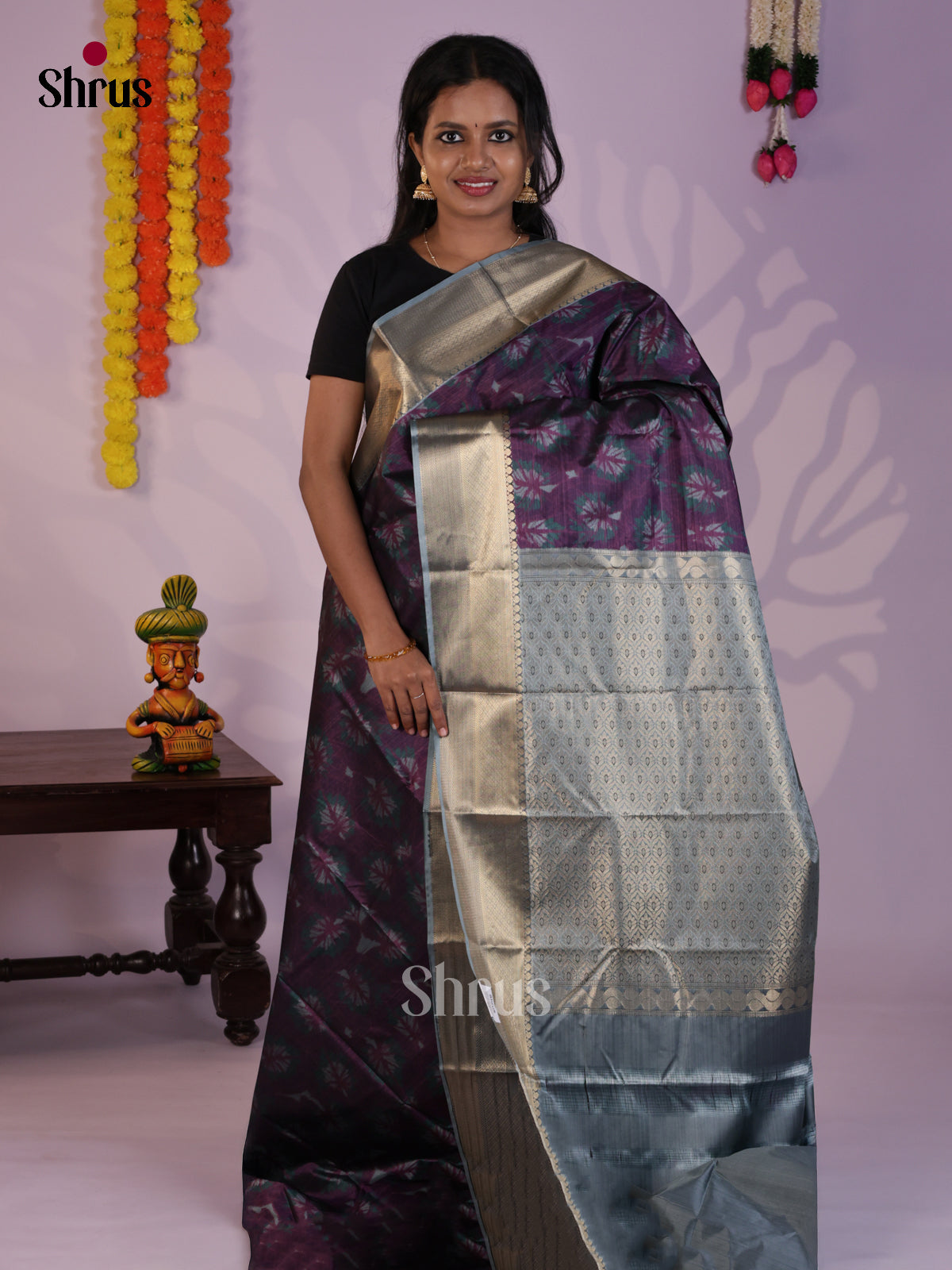 DLS29263 - Kanchipuram-halfpure Saree