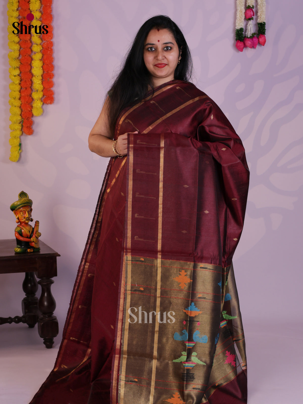 Classy Maroon & Grey Raw Silk Saree-  DLS30015 - Shop on Shrus.com