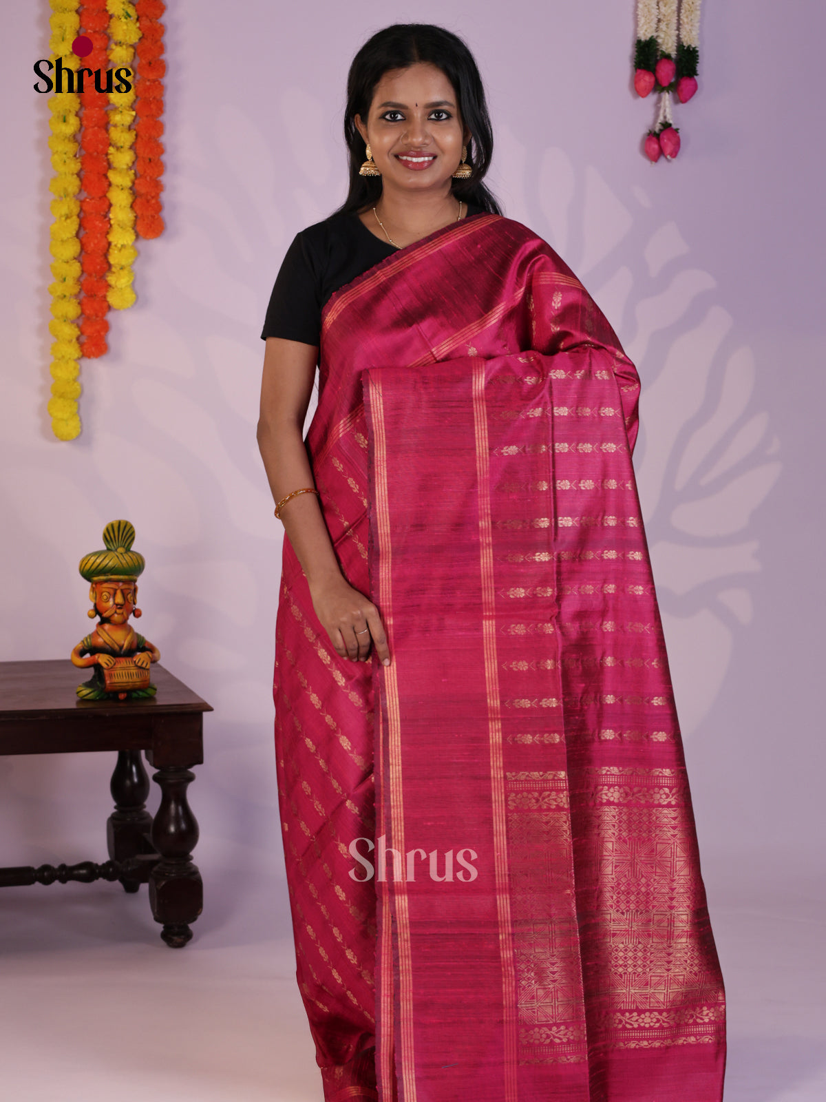 Pretty Purple single Tone  Raw Silk Saree with zari buttas - DLS30144