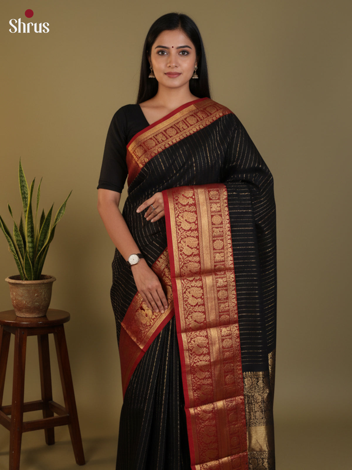 Black & Red- Chettinad Cotton Saree - DLS30234 - Shop on Shrus.com