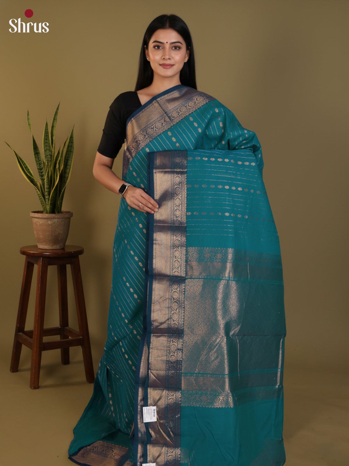 Blue  - Chettinad Cotton Saree- DLS30238 - Shop on Shrus.com