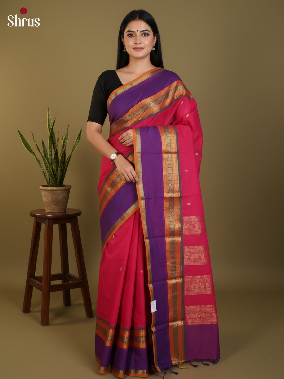Pink &  Purple- Chettinad Cotton Saree - DLS30268 - Shop on Shrus.com