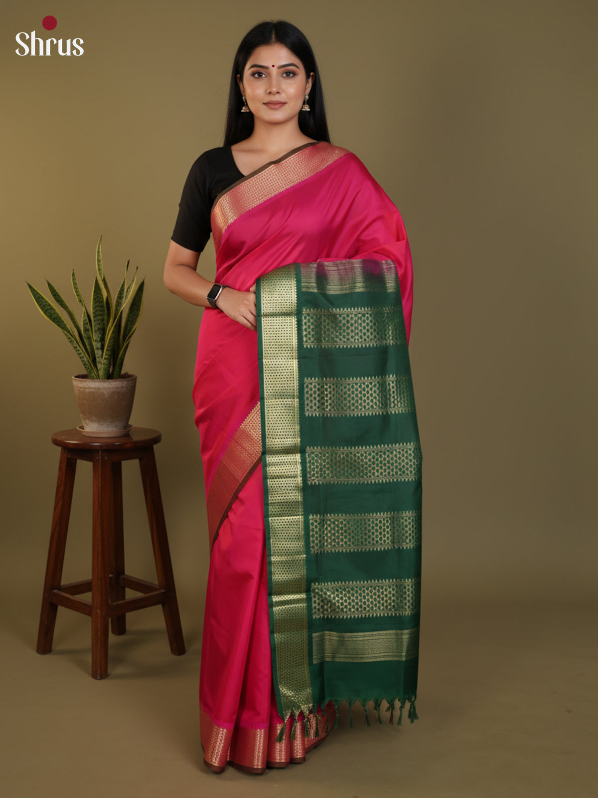 DLS30367 - Kanchipuram silk 9Yards Saree - Shop on Shrus.com