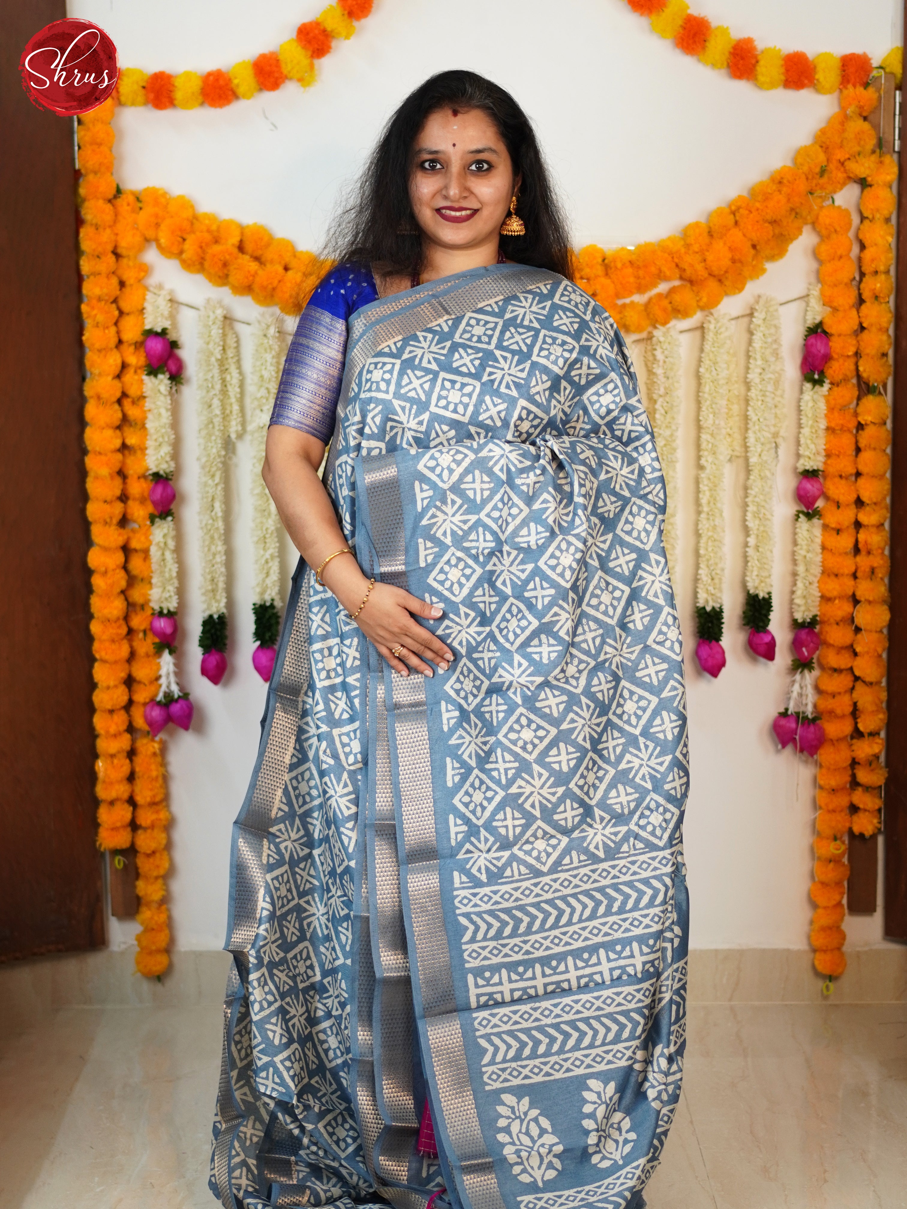 Blue(Single Tone) - Matka Cotton Saree - Shop on ShrusEternity.com