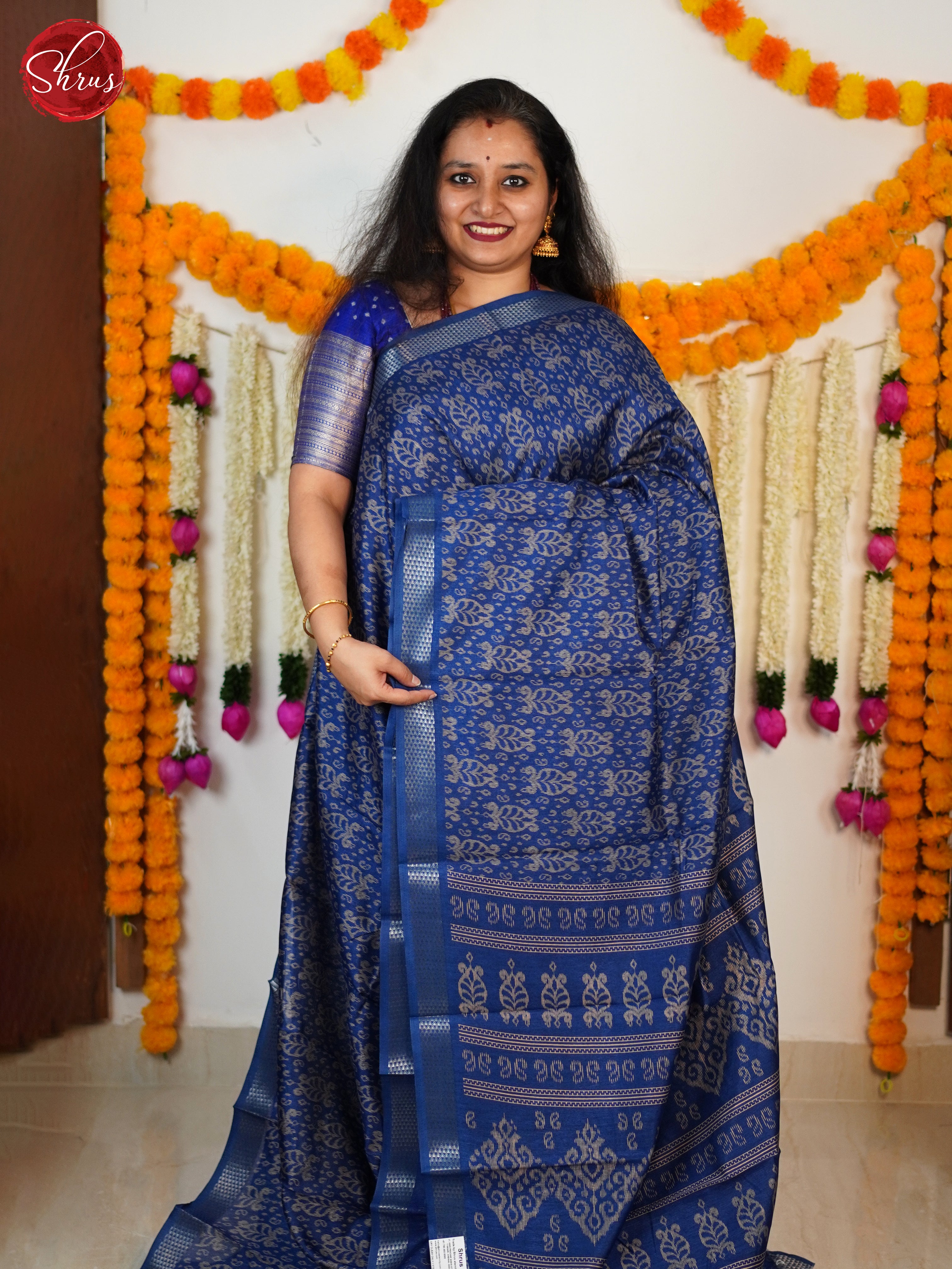 Blue (Single Tone) - Semi Matka Cotton Saree - Shop on ShrusEternity.com