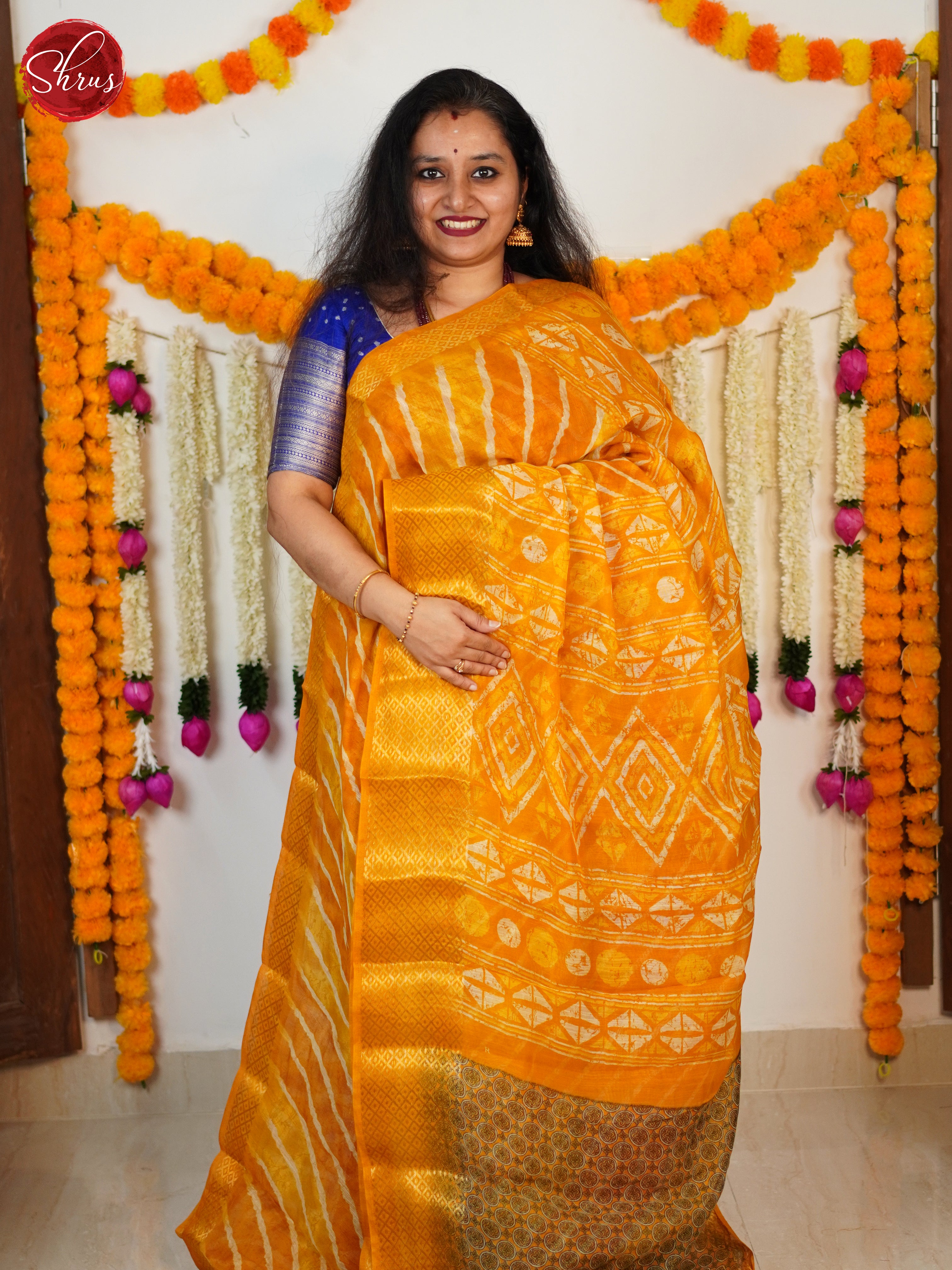 Yellow(Single Tone) - Semi Gicha Saree - Shop on ShrusEternity.com