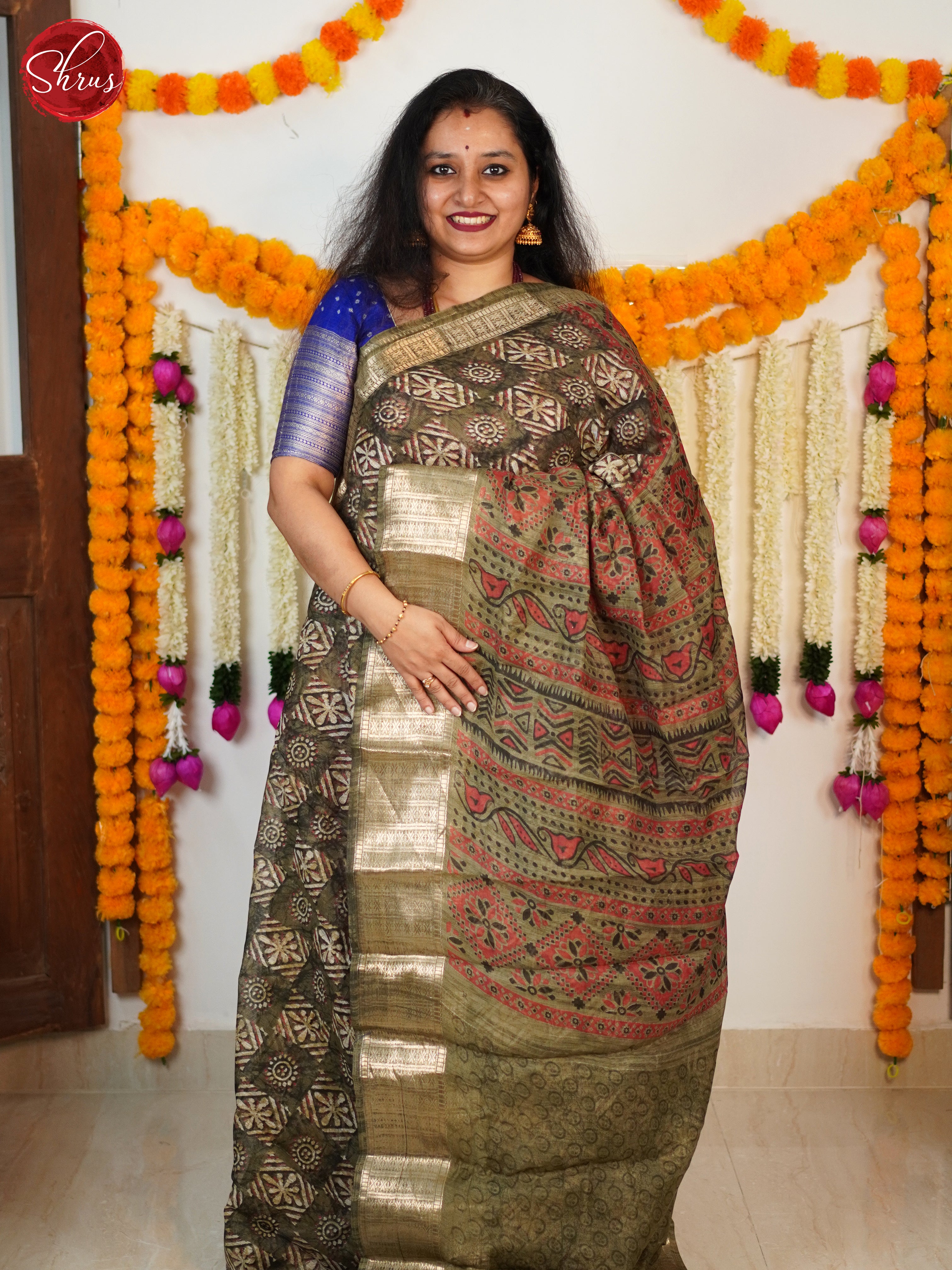 Green(Single Tone) - Semi Gicha Saree - Shop on ShrusEternity.com