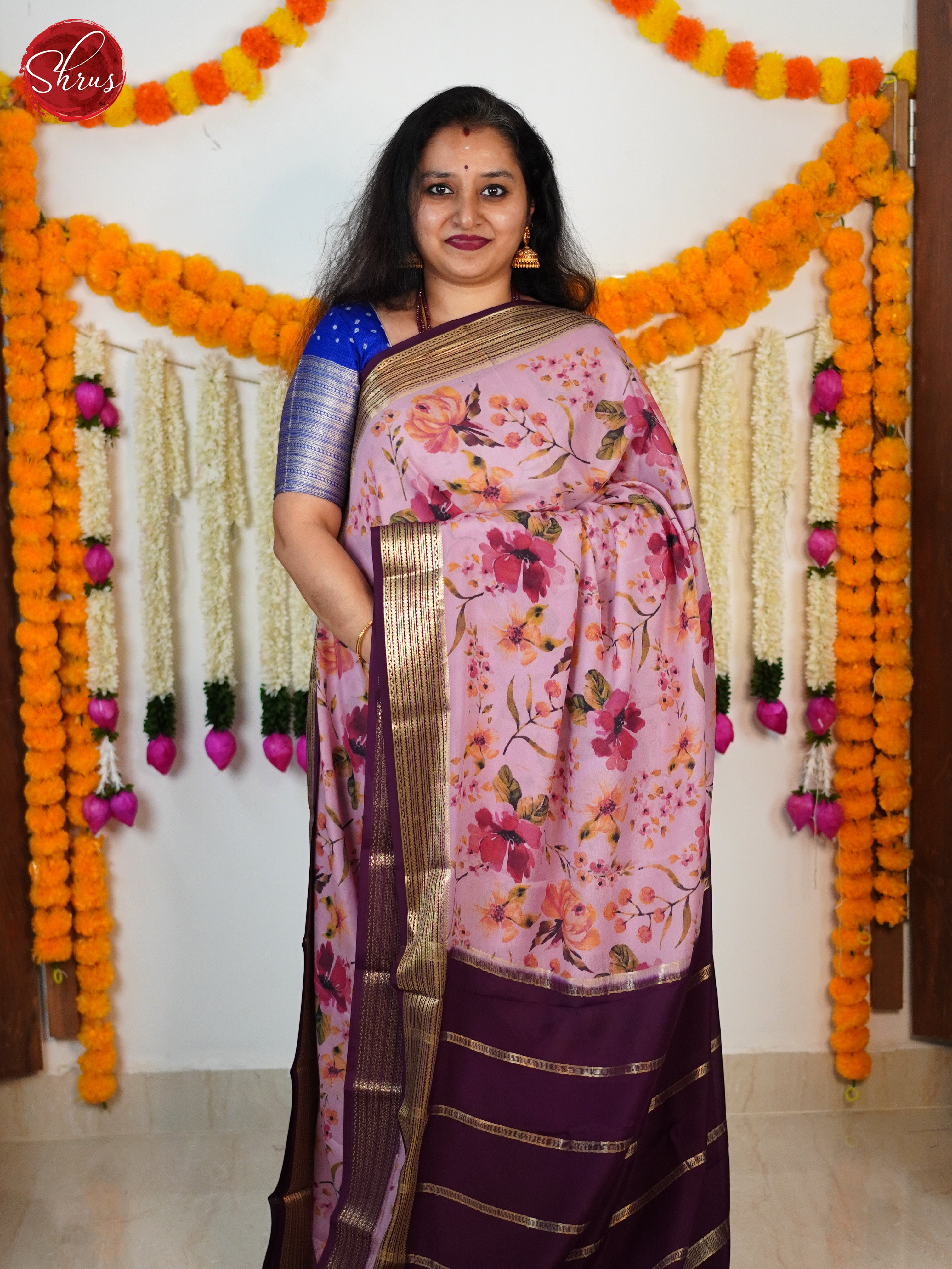 Pink & Purple- Mysore Silk Saree - Shop on ShrusEternity.com