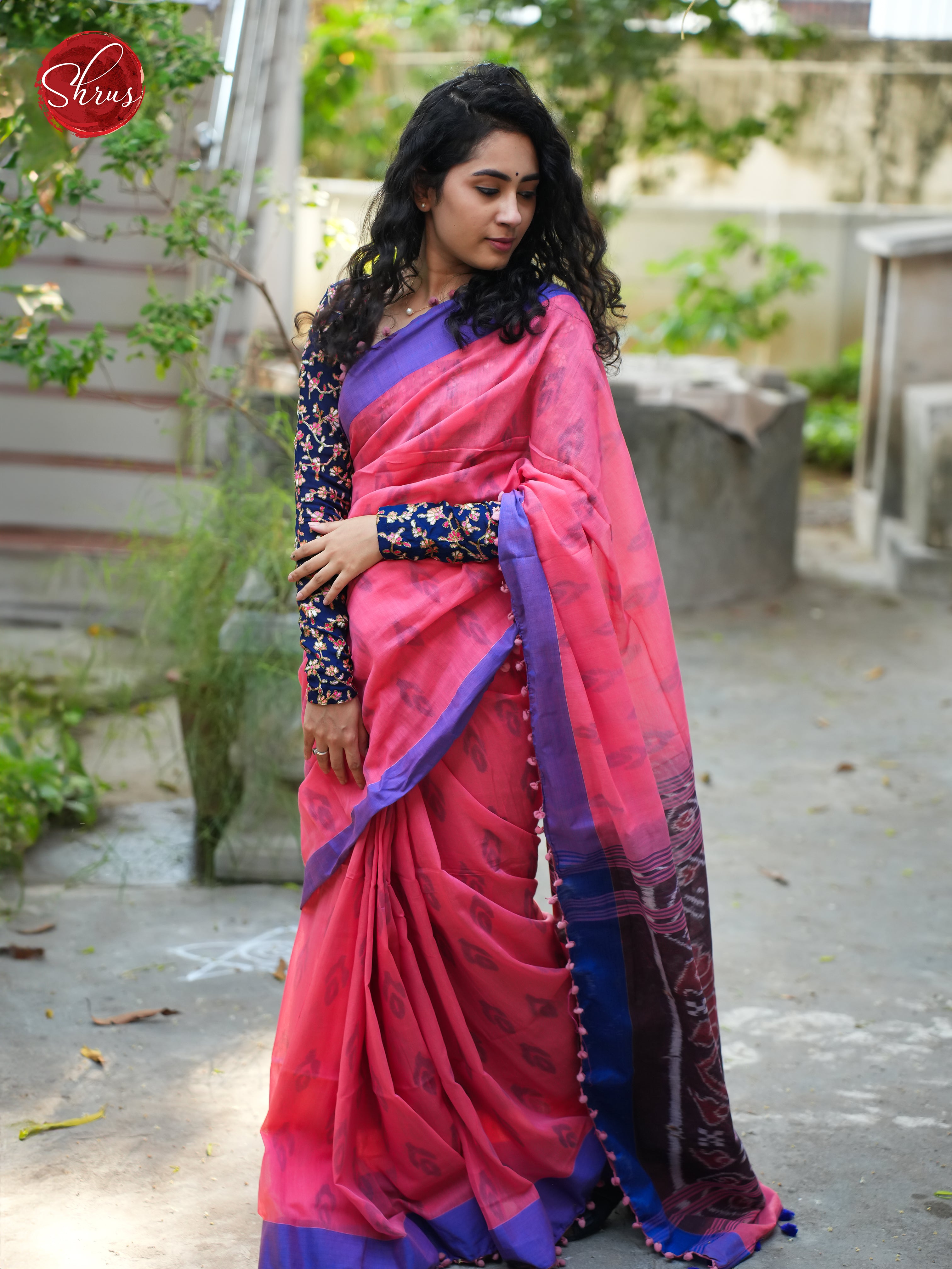 Pink & Blue - Bengal cotton  Saree - Shop on ShrusEternity.com