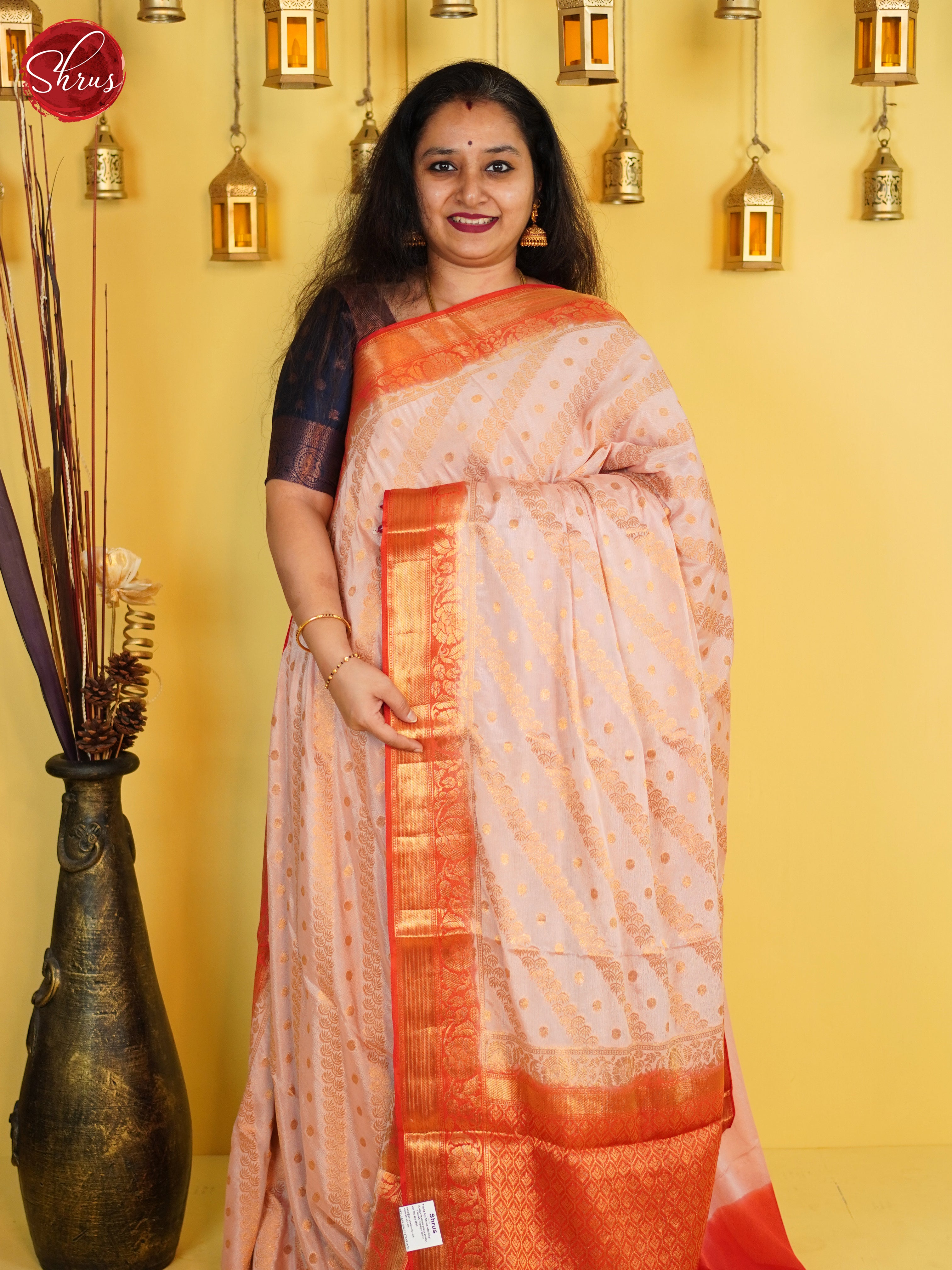 Peach & Red- Semi Georgette Saree - Shop on ShrusEternity.com